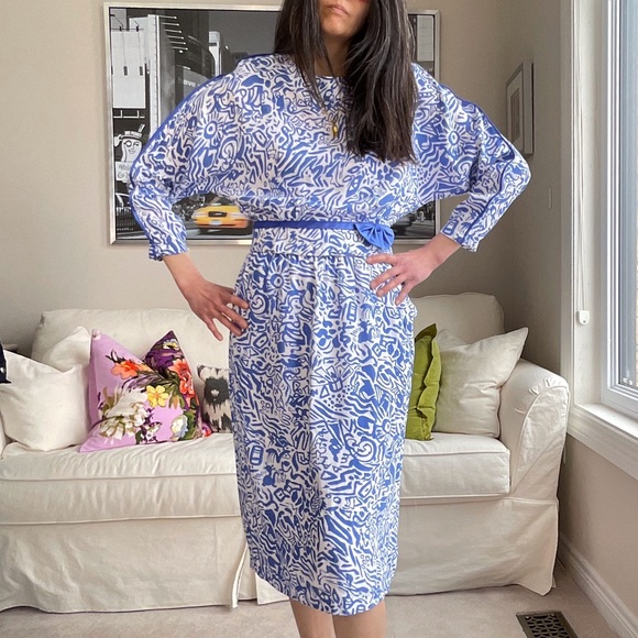 2 pieces abstract print top and skirt set - Picture 2 of 10